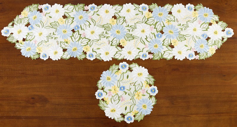 GRANDDECO Spring Table Runner 13"Ã—34" Embroidered Flowery Applique Floral Daisy Cutwork Table Linen Home Kitchen Dining Tabletop Decoration - Image 5